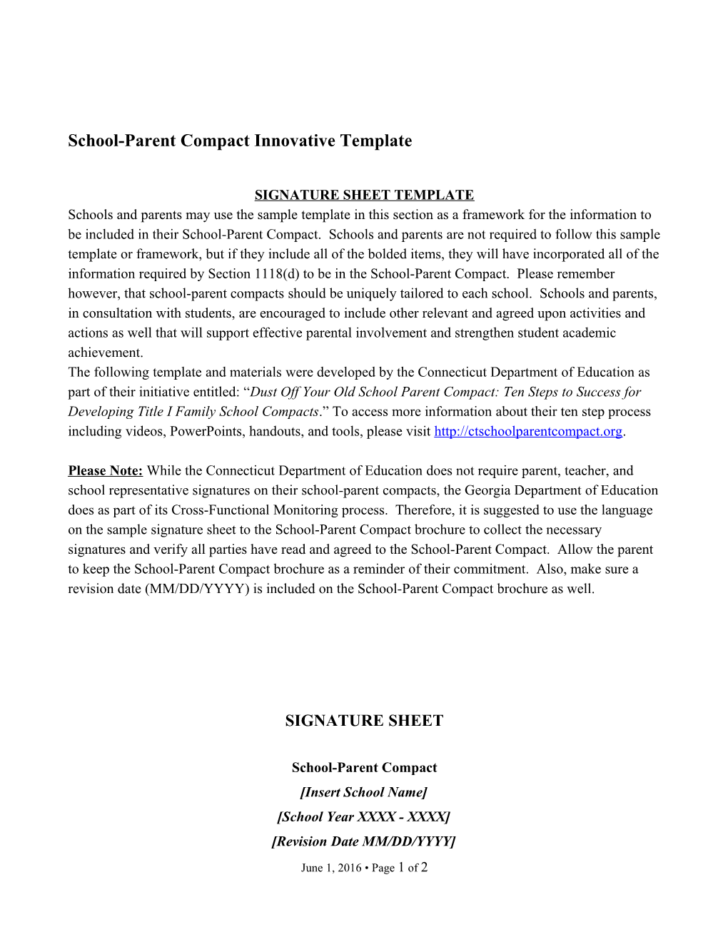 School-Parent Compact Innovative Template