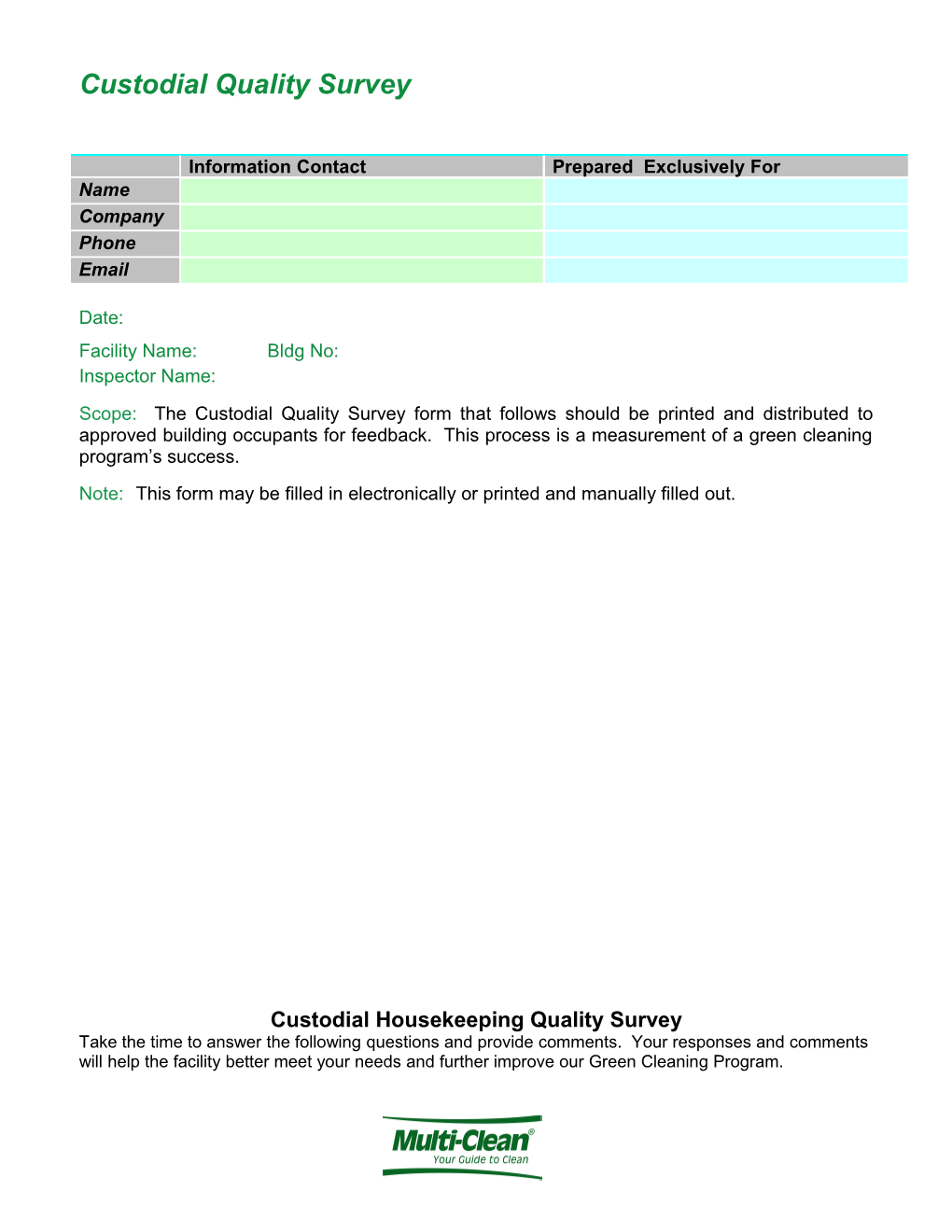 Custodial Quality Survey