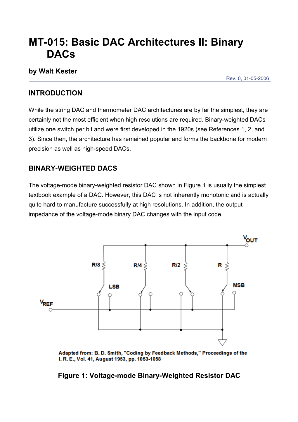 MT-015: Basic DAC Architectures II: Binary Dacs