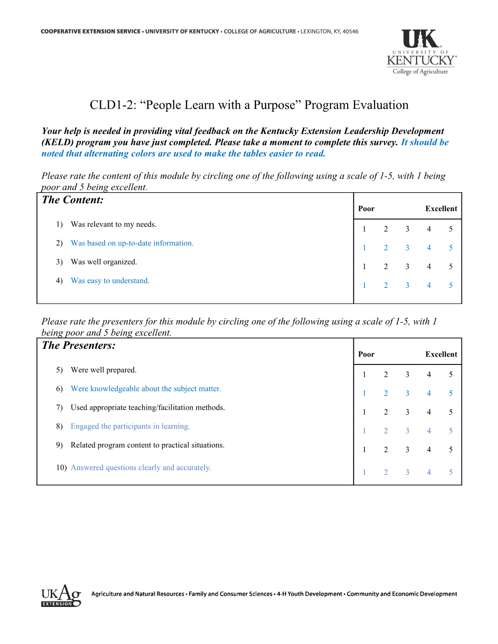 CLD1-2: People Learn with a Purpose Program Evaluation