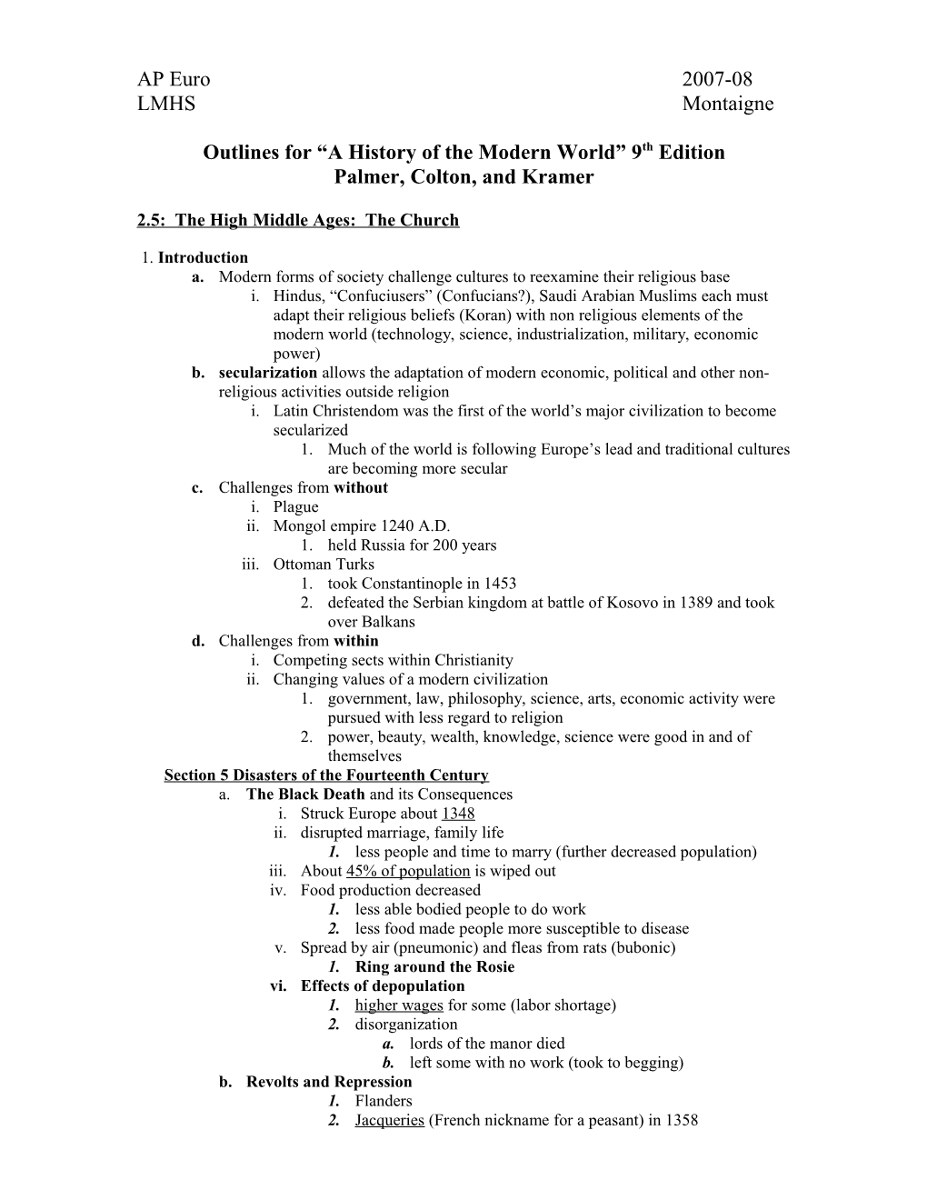 Outlines for a History of the Modern World 9Th Edition s1