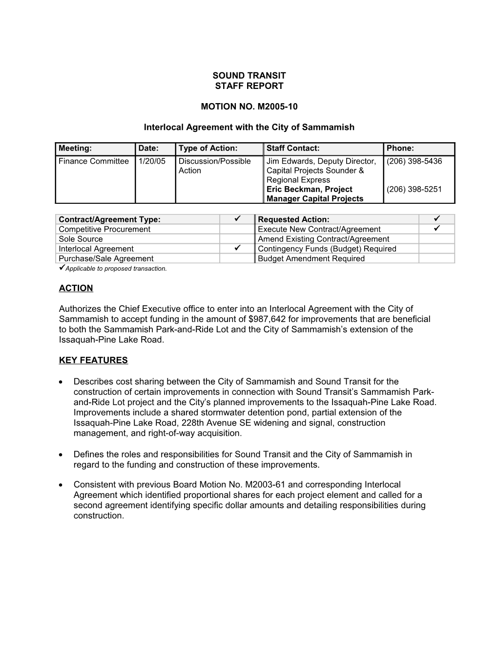 Interlocal Agreement with the City of Sammamish