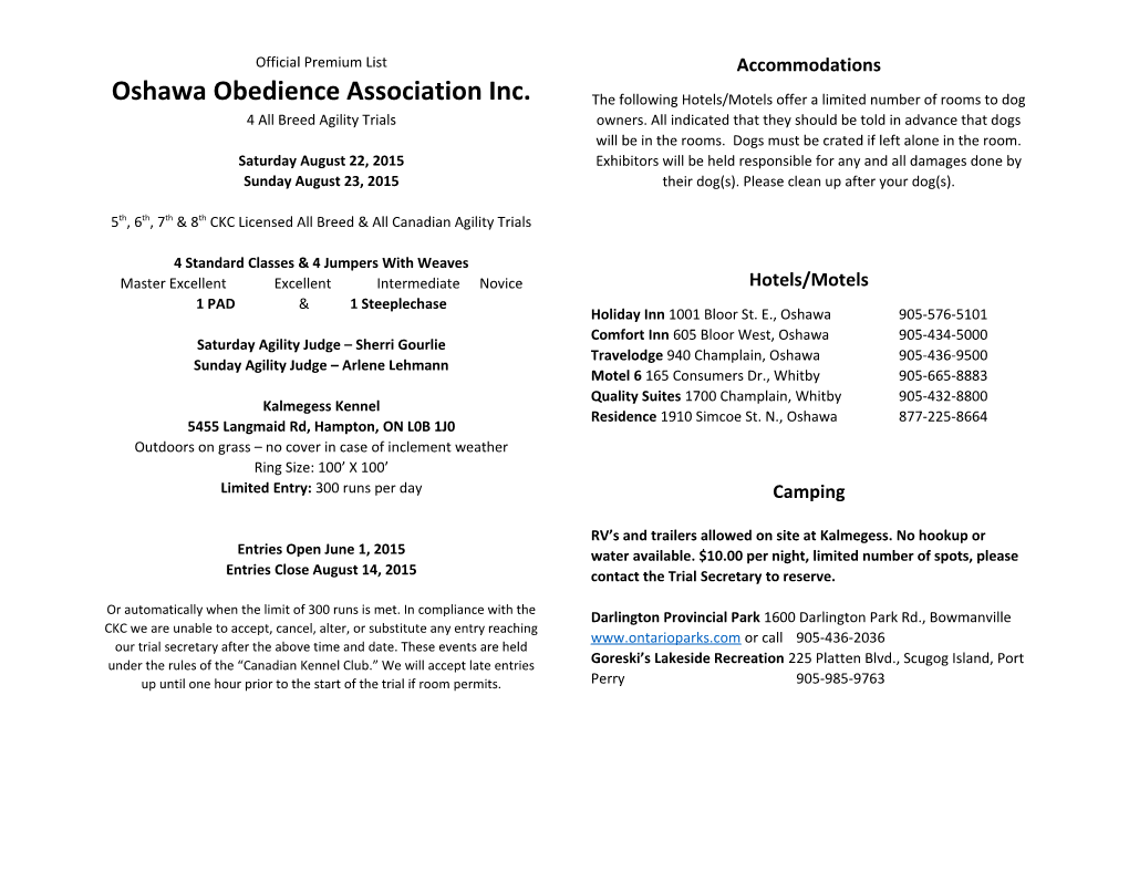 Oshawa Obedience Association Inc