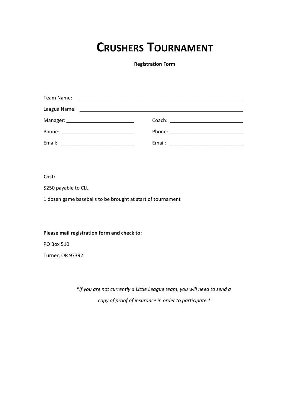 Crushers Tournament