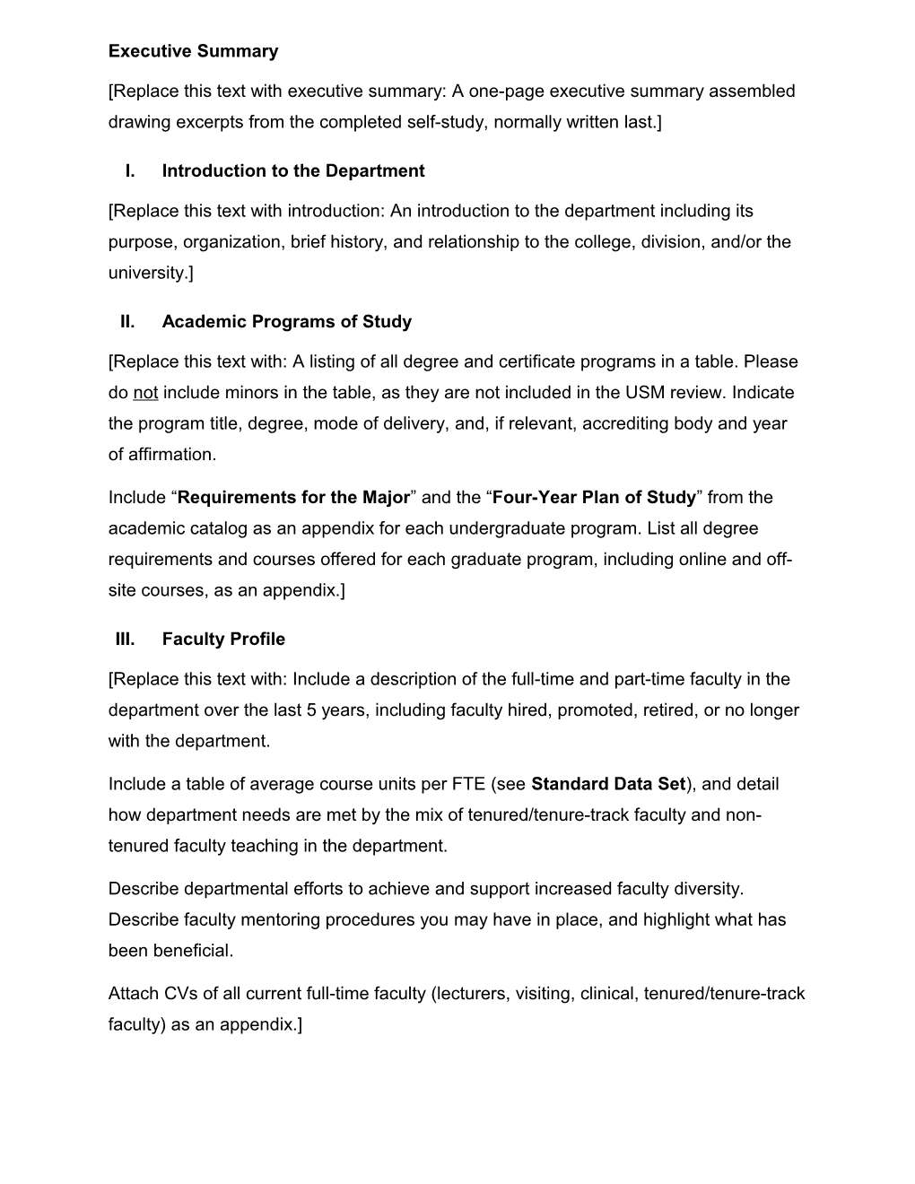 REVIEW of ACADEMIC DEPARTMENT: Department Name Page 1 of 3