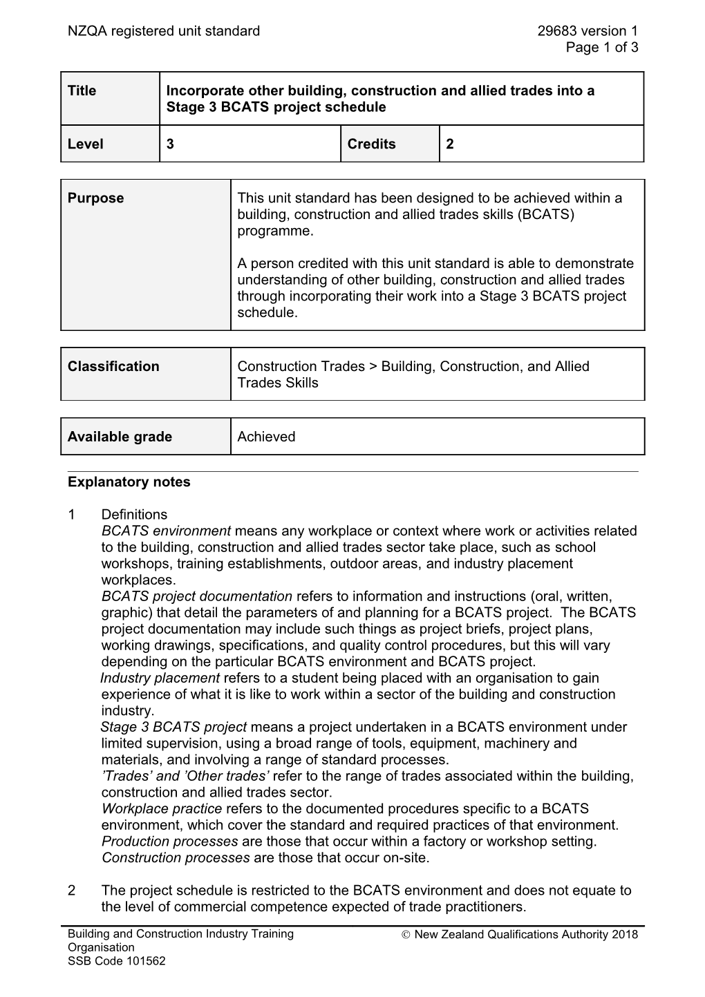 29683 Incorporate Other Building, Construction and Allied Trades Into a Stage 3 BCATS Project