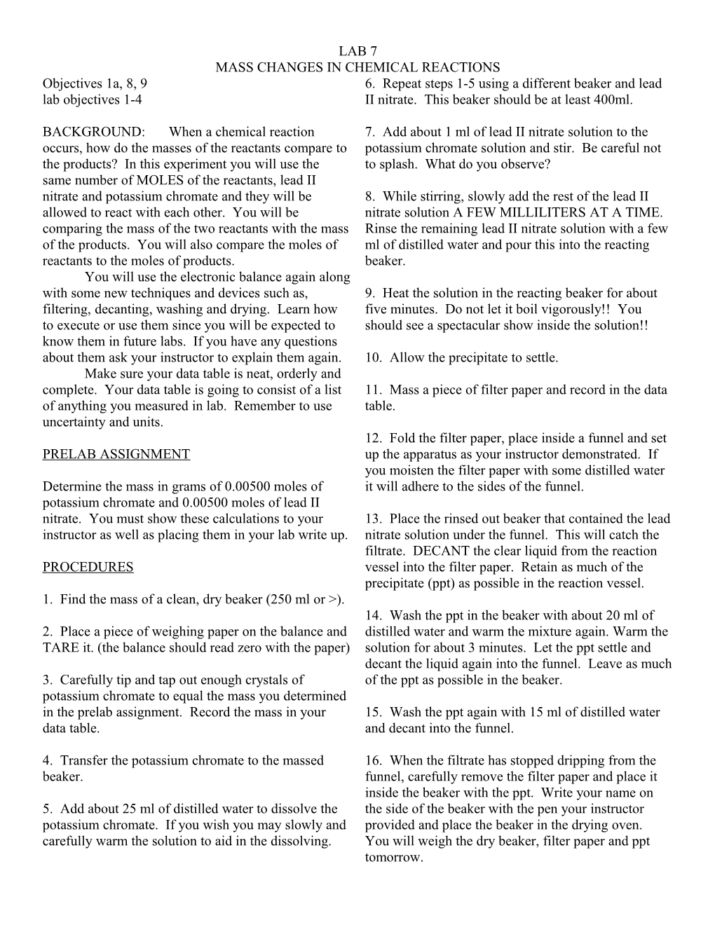 Mass Changes in Chemical Reactions