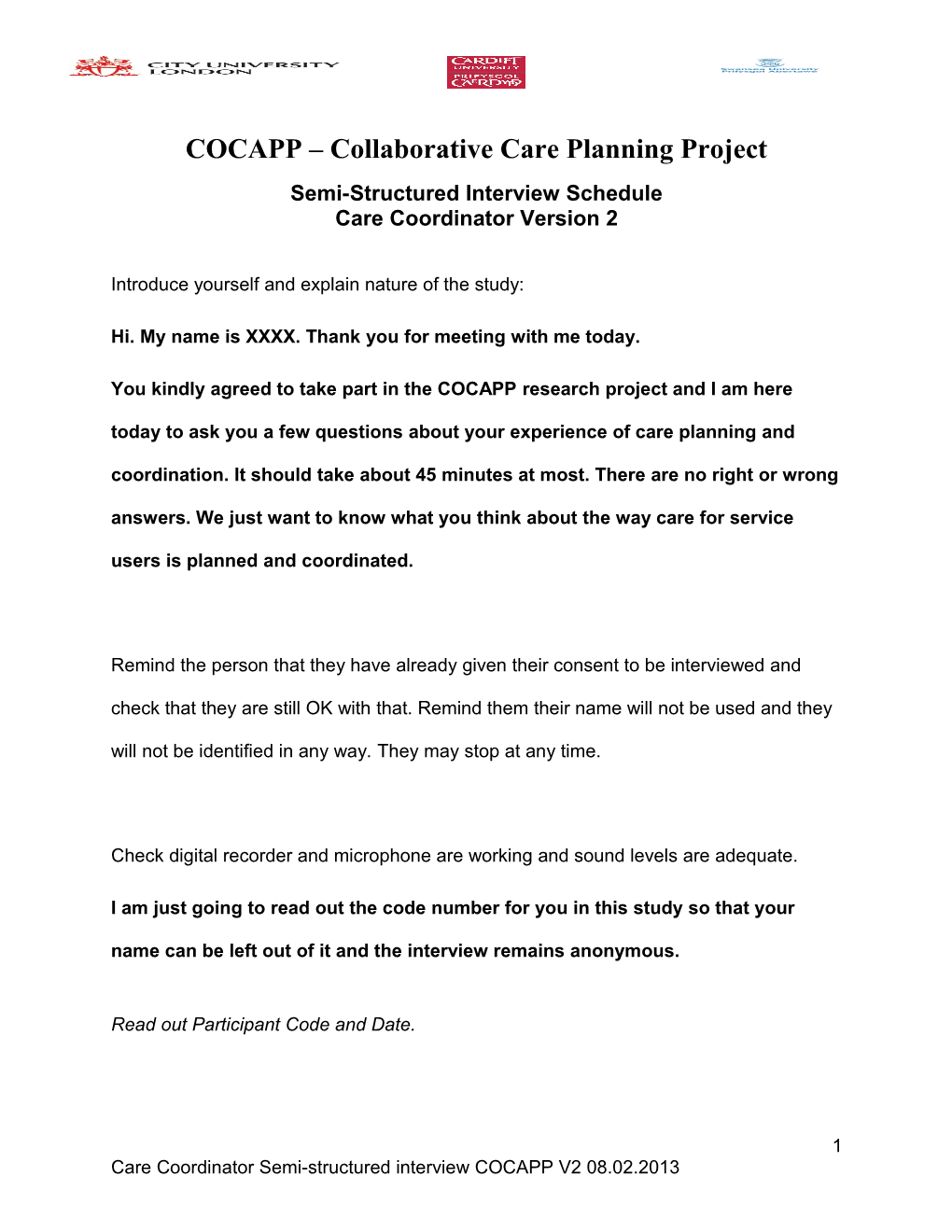 COCAPP Collaborative Care Planning Project