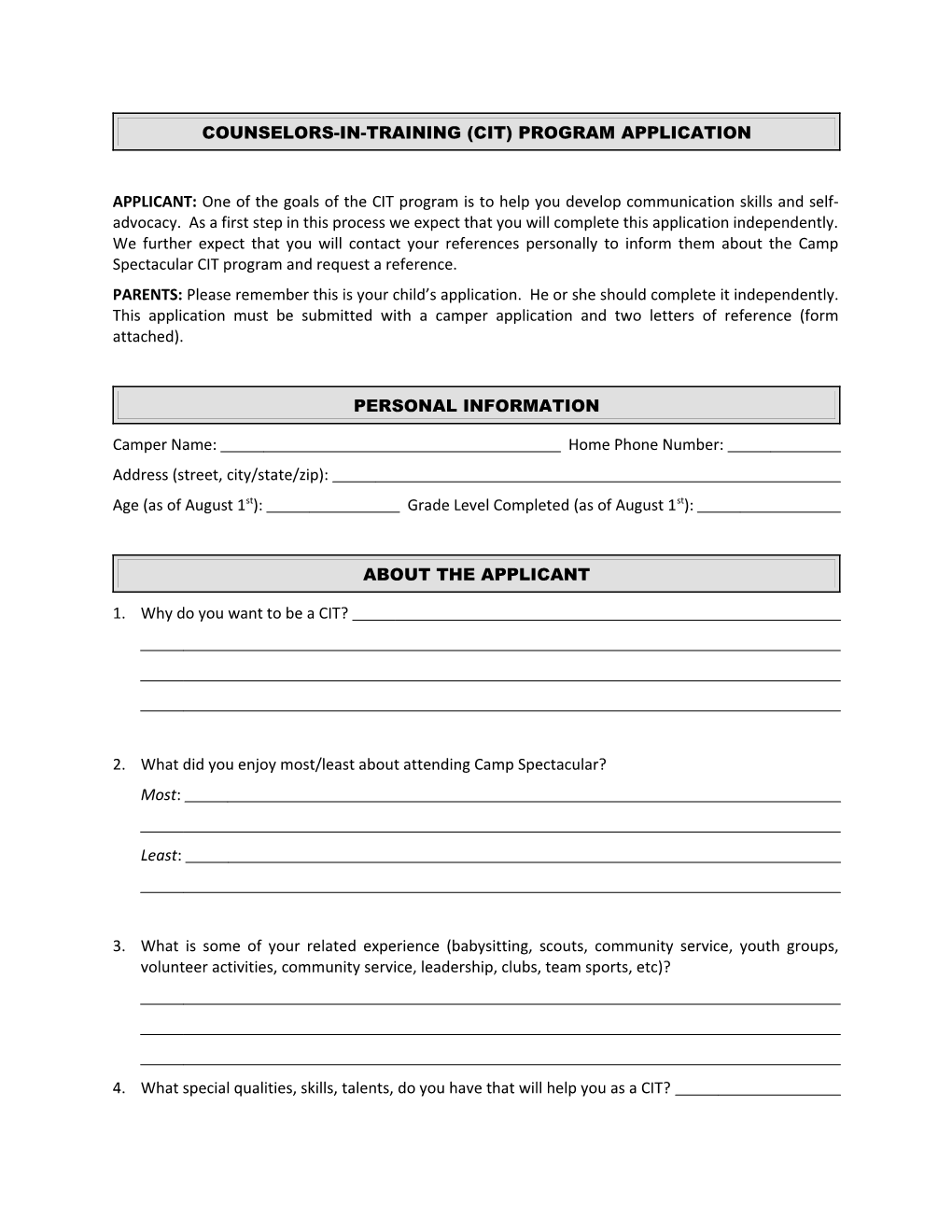 Parents: Please Remember This Is Your Child S Application