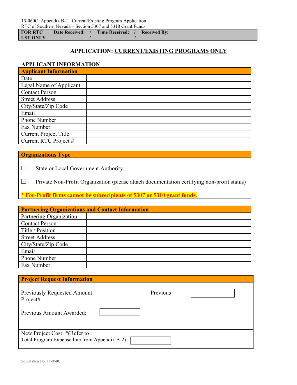 15-060C Appendix B-1 Current/Existing Program Application