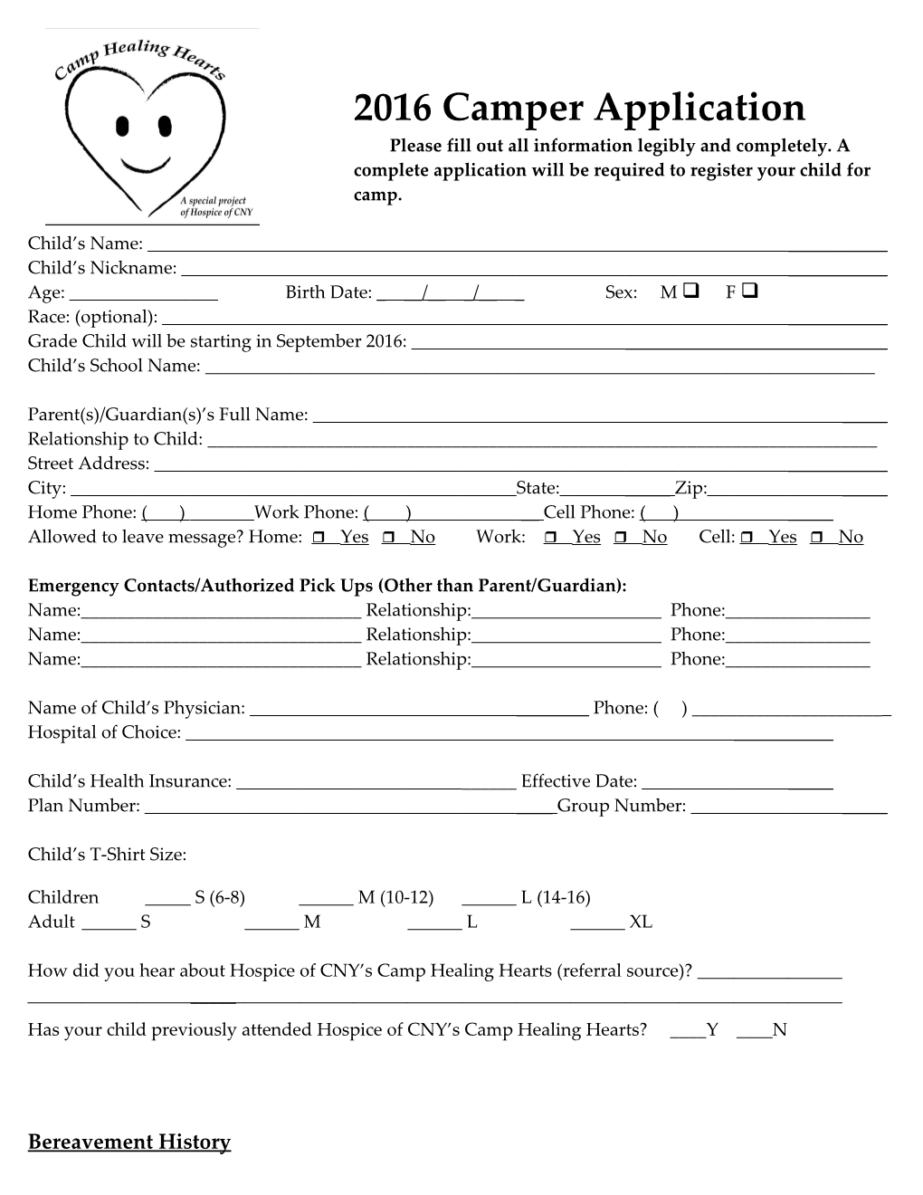 2016 Camper Application