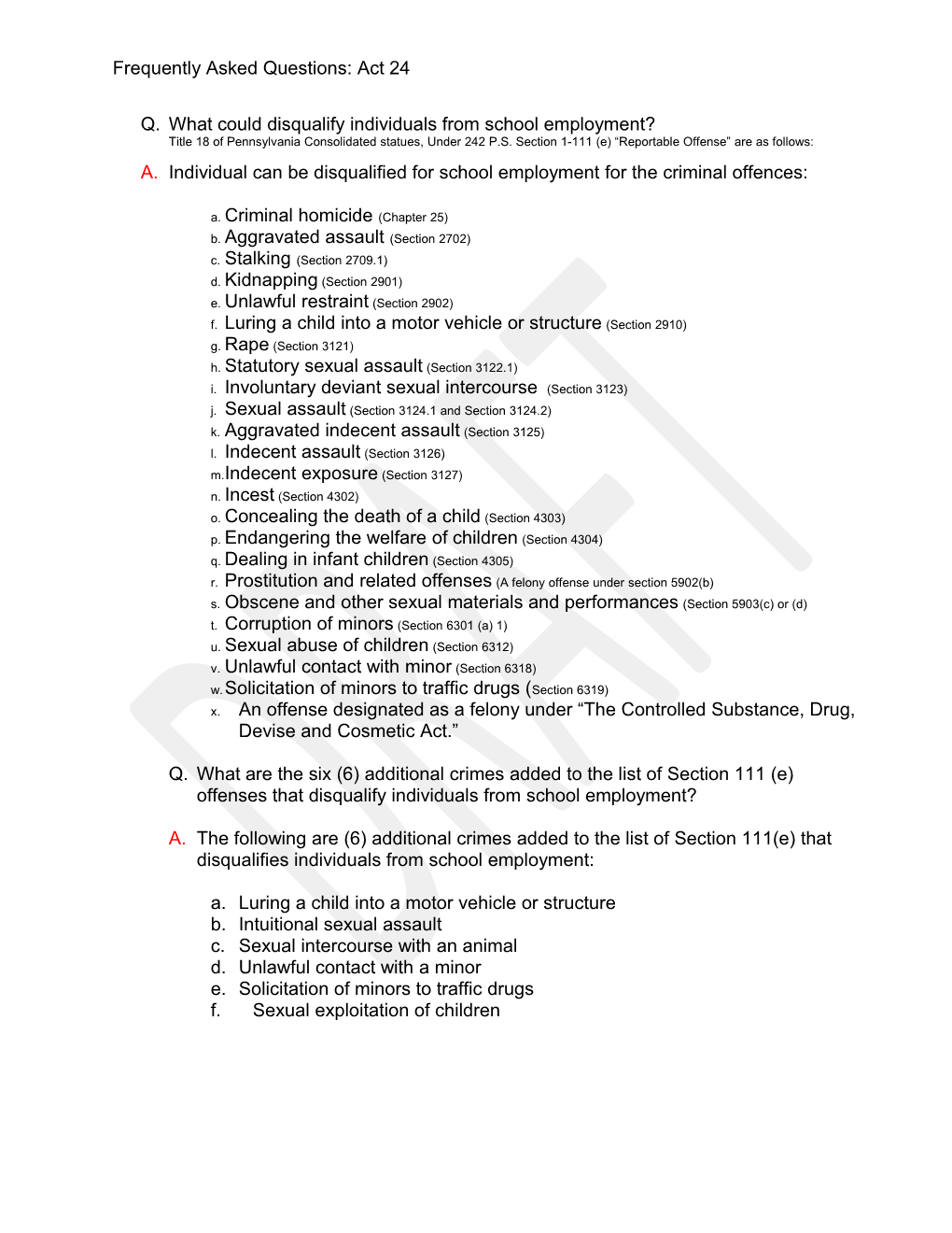 Q. What Could Disqualify Individuals from School Employment?