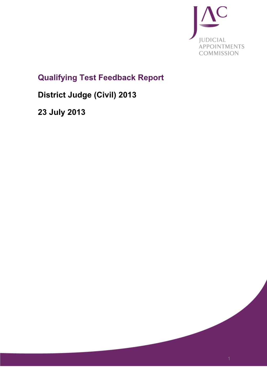 Qualifying Test Feedback Report