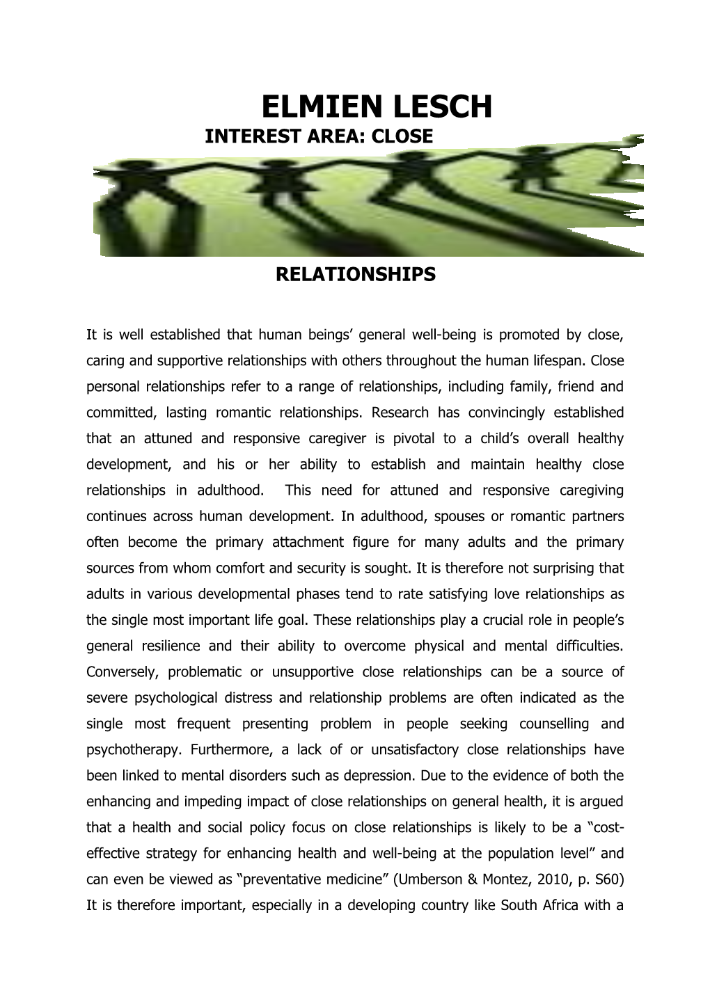 Interest Area: Close Relationships