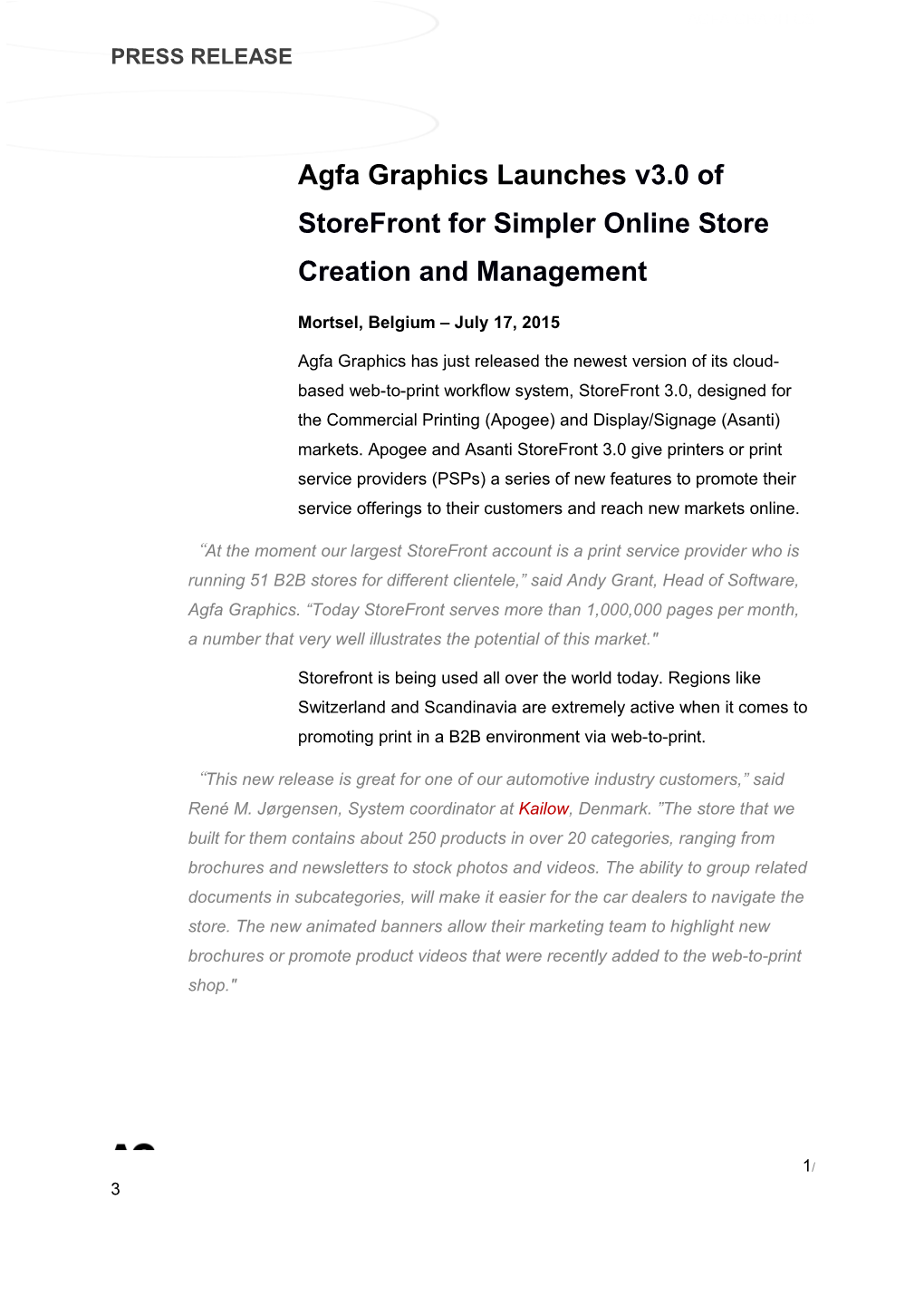 Agfa Graphics Launches V3.0 of Storefront for Simpler Online Store Creation and Management