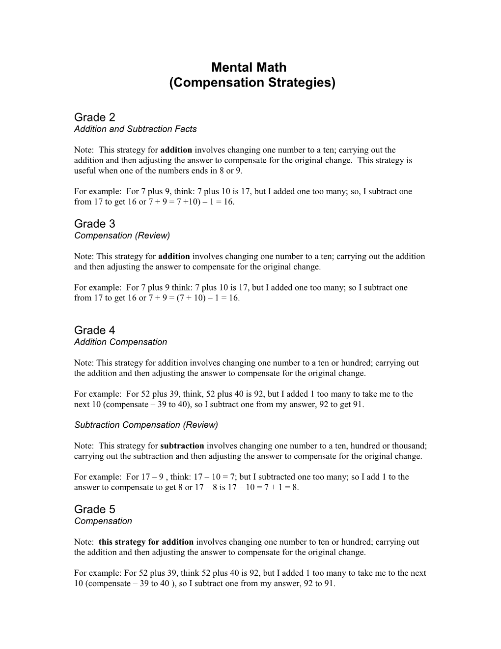 Compensation Strategies