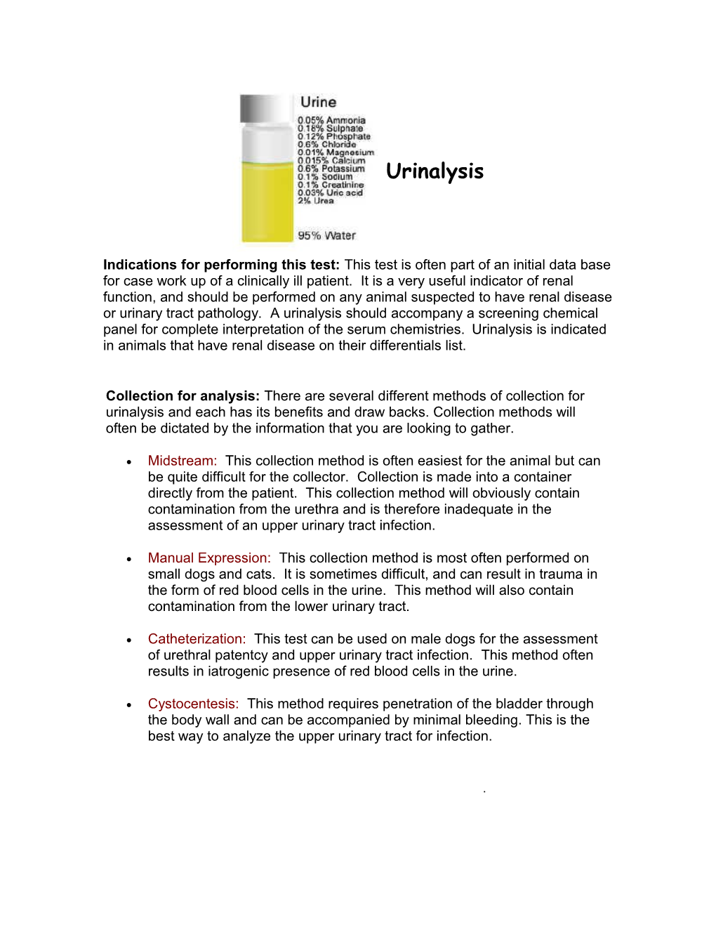 Collection for Analysis: There Are Several Different Methods of Collection for Urinalysis