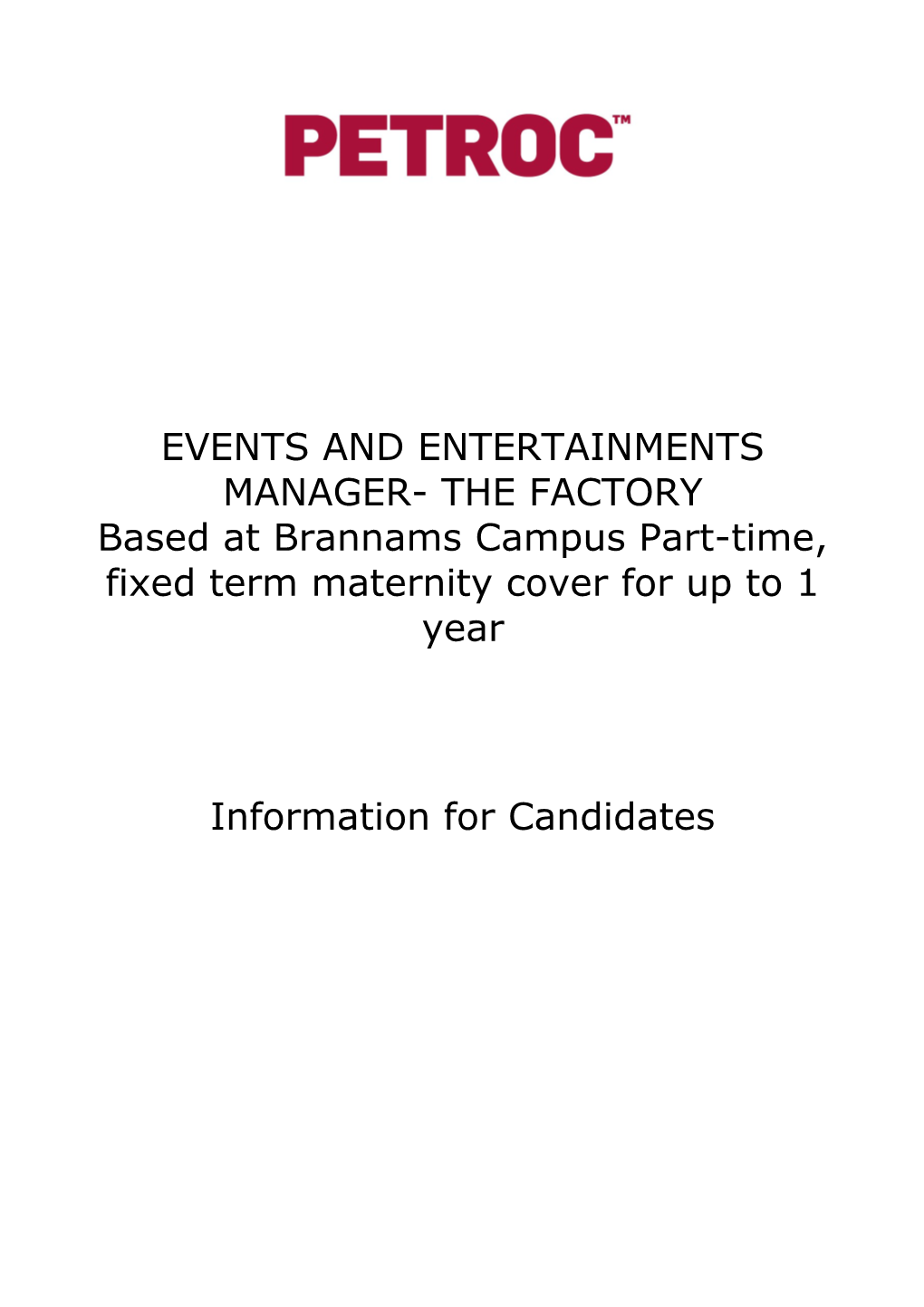 Events and Entertainments Manager- the Factory