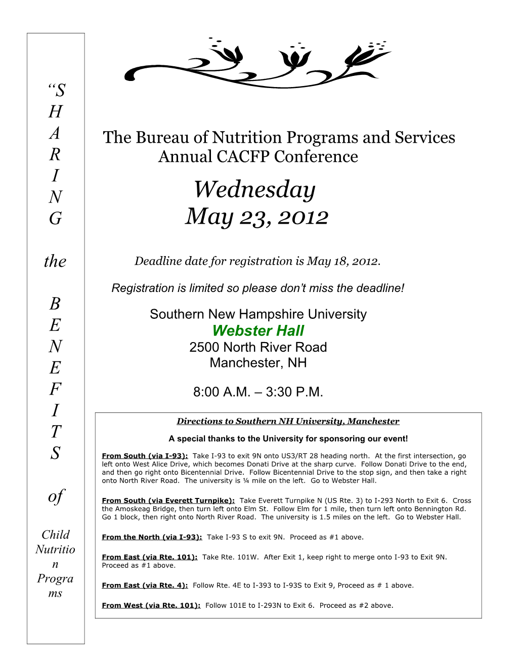 The Bureau of Nutrition Programs and Services