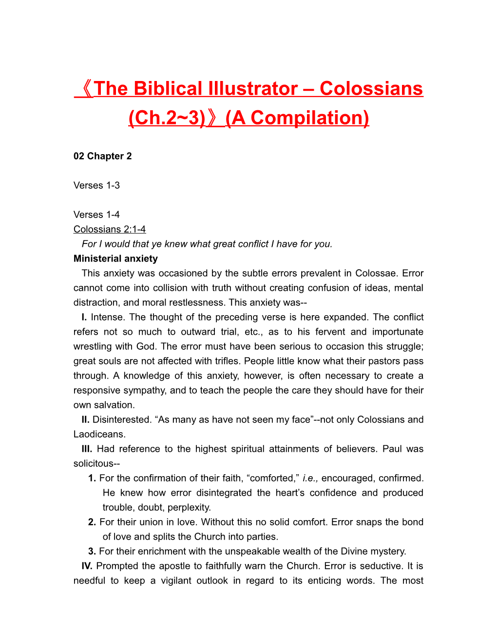 The Biblical Illustrator Colossians (Ch.2 3) (A Compilation)
