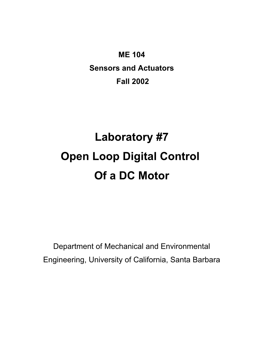 Open Loop Digital Control