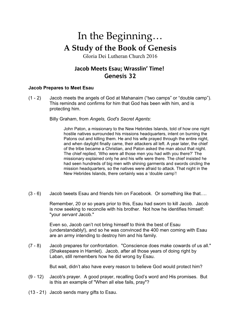 A Study of the Book of Genesis