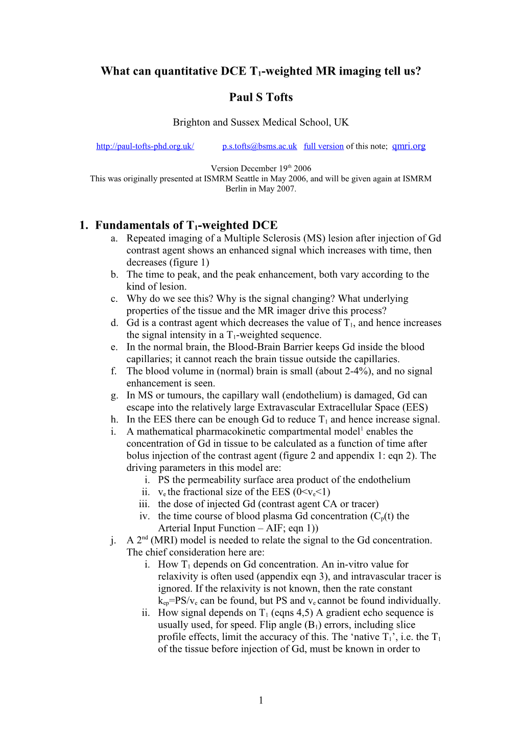 Q-T1w-DCE for ISMRM Seattle 2006