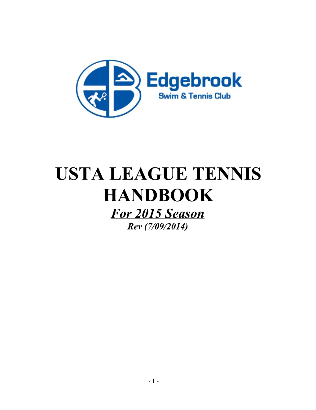 Usta League Tennis Handbook