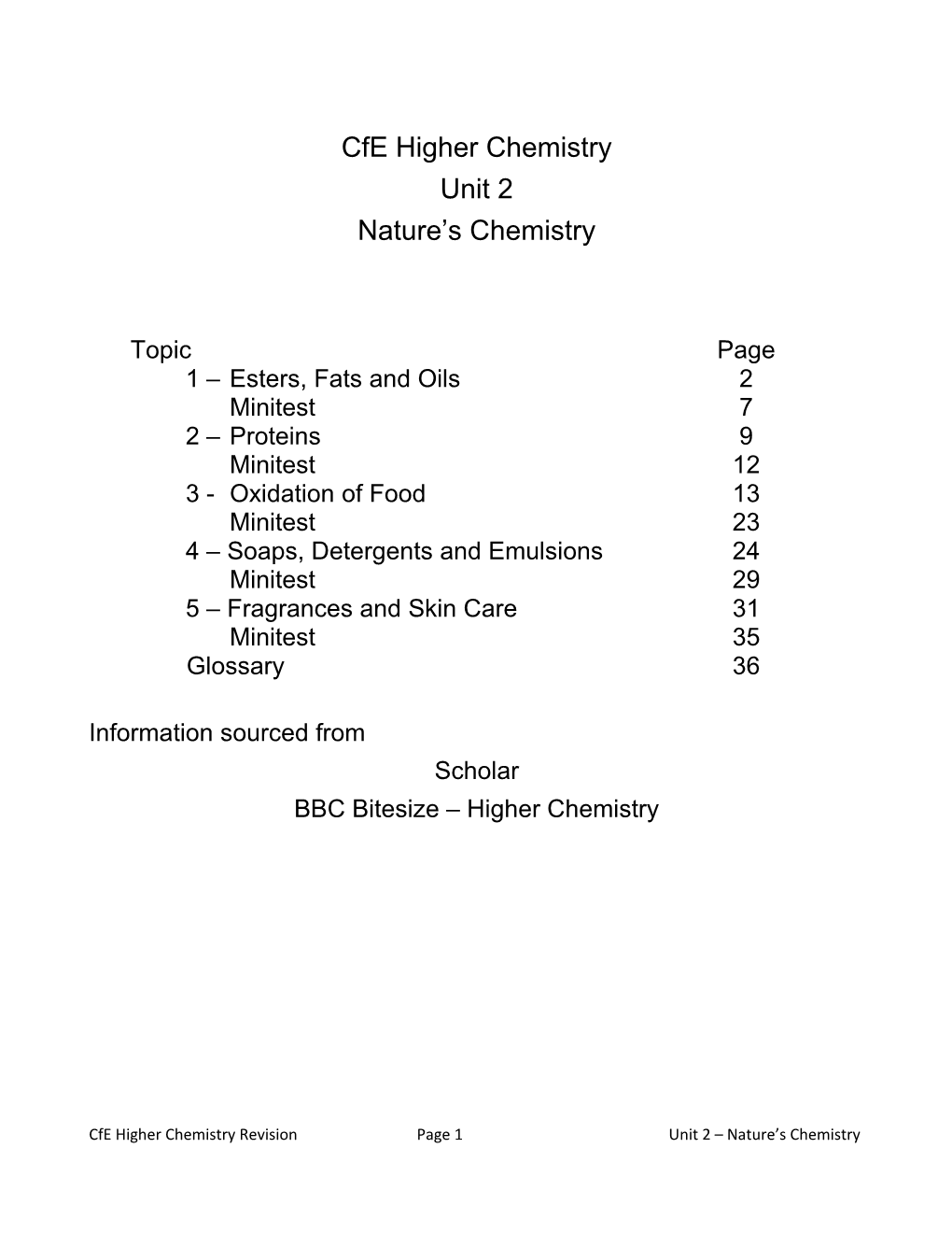 Cfe Higher Chemistry