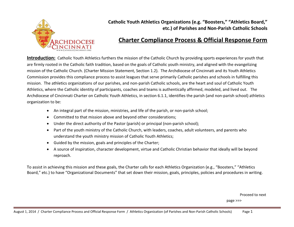 Charter Compliance Process & Official Response Form