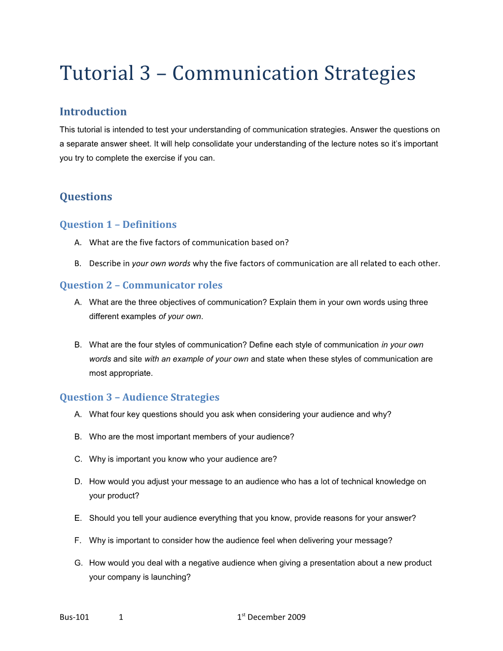 Tutorial 3 Communication Strategies