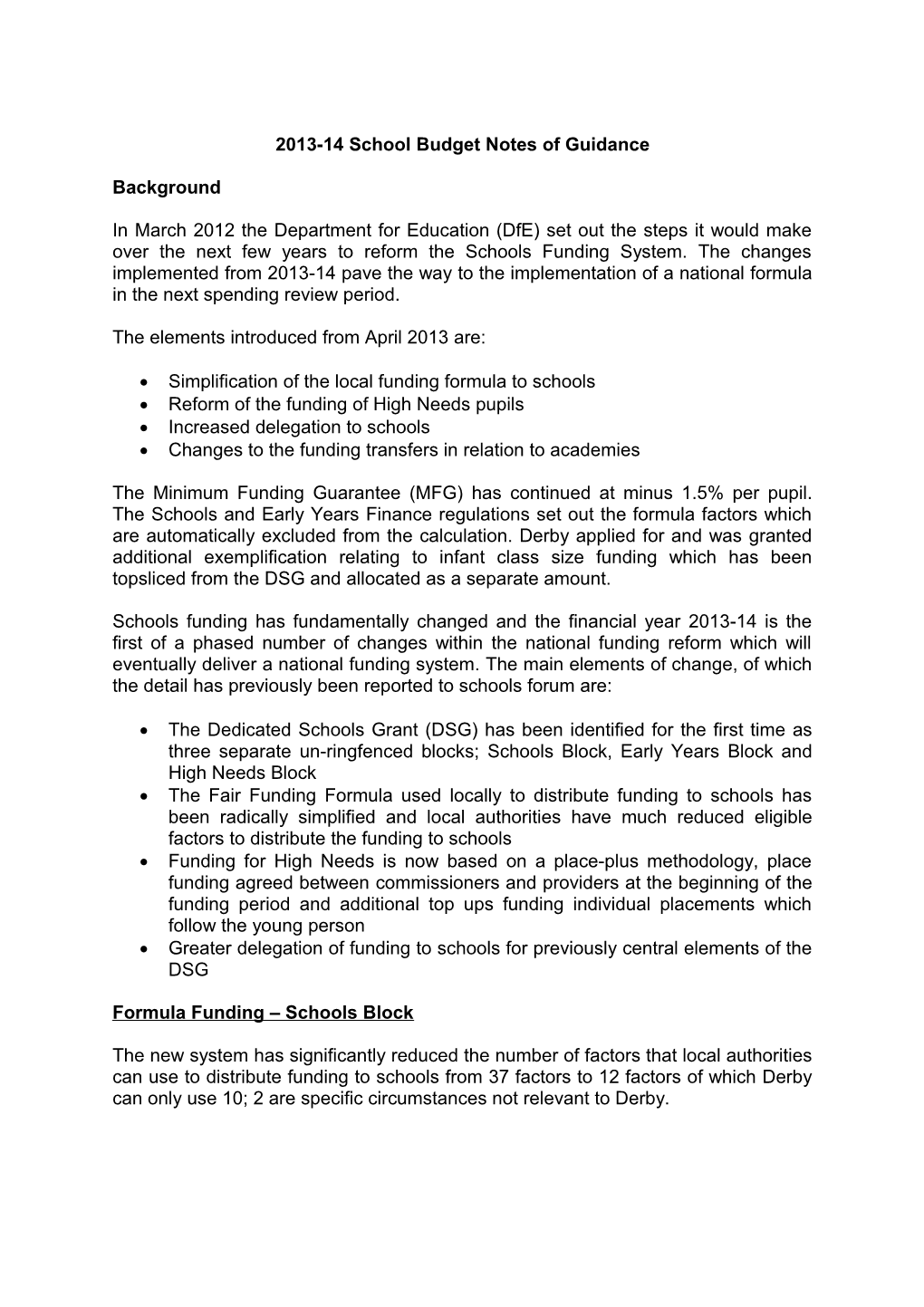 2013-14 School Budget Notes of Guidance