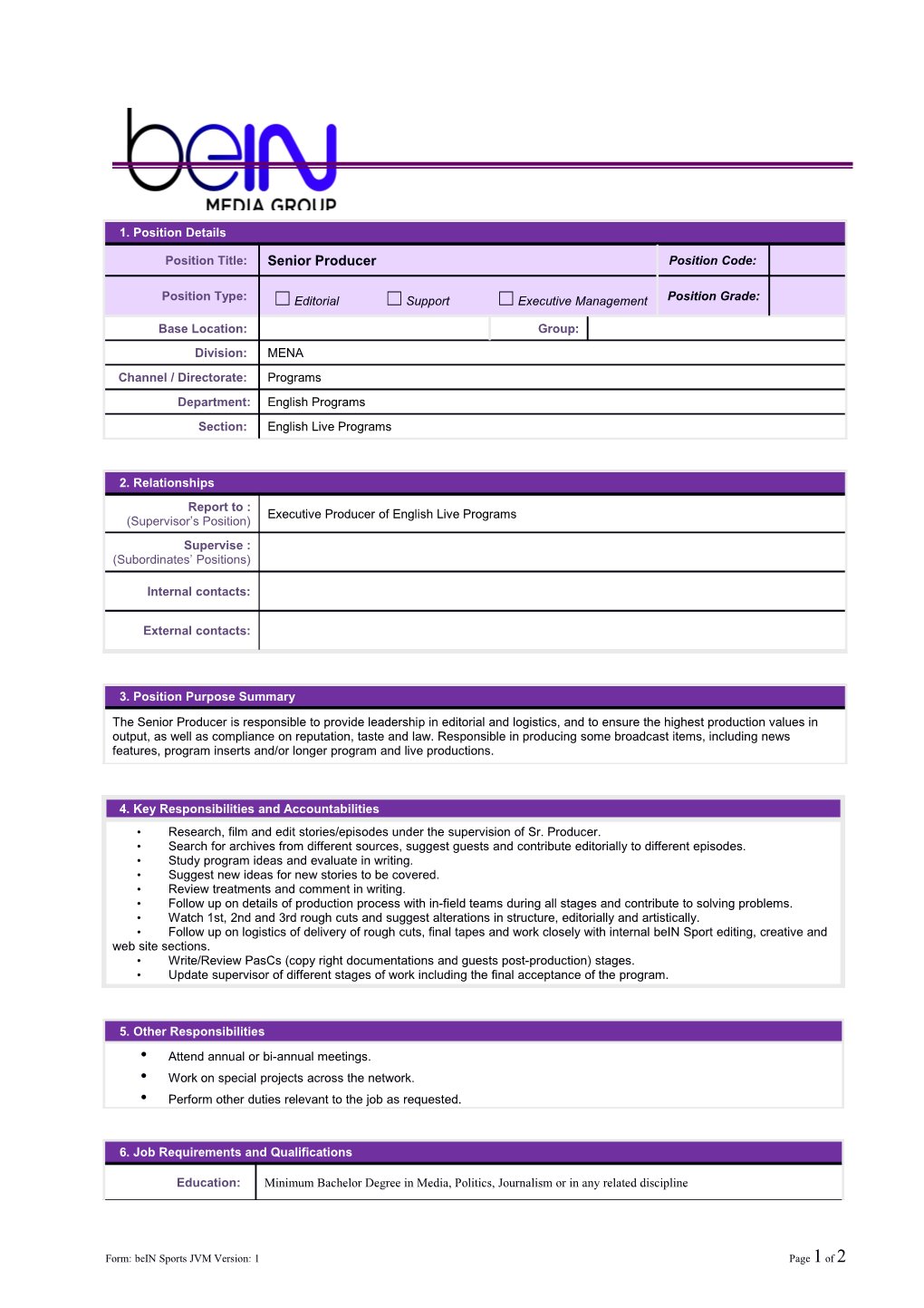 Form: Bein Sports Jvmversion: 1Page 1 of 2