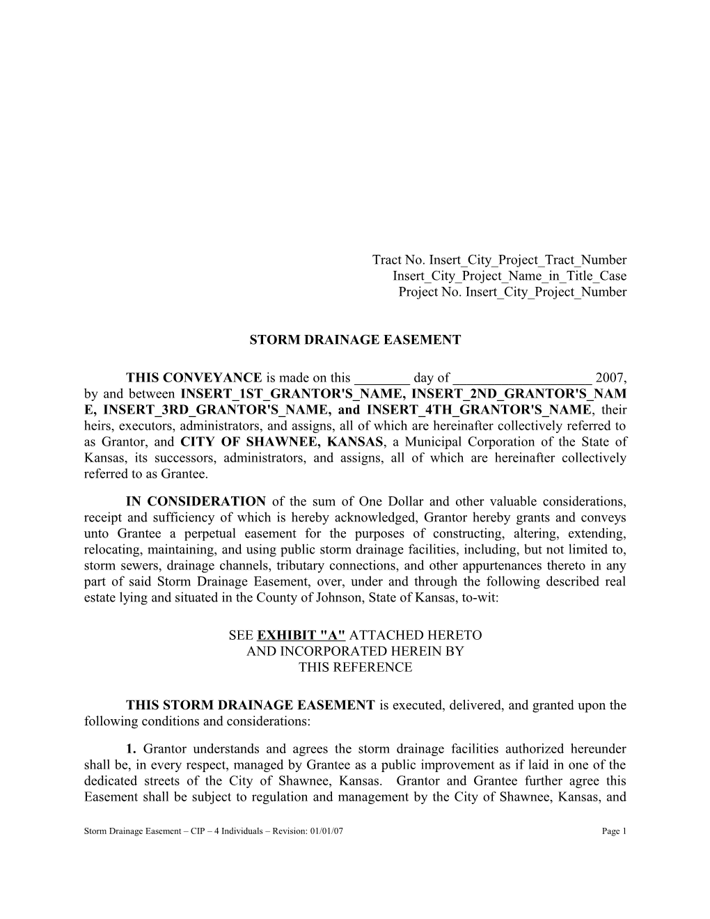 Storm Drainage Easement - CIP - 4 Individuals Form