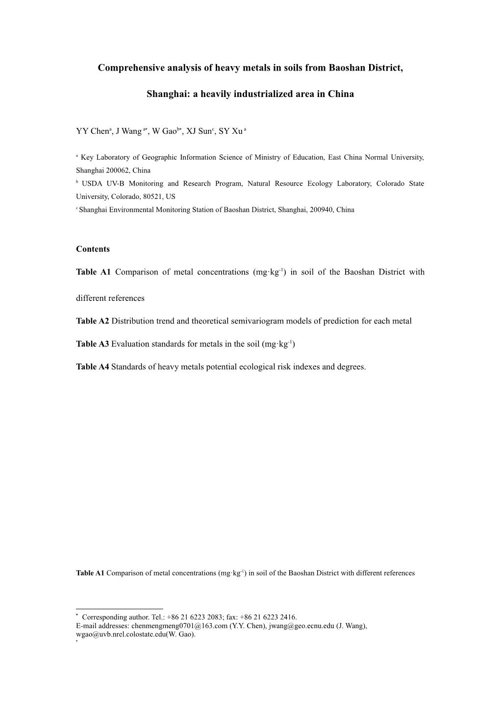 Interpolation Methods and Results of Classification of Each Metal