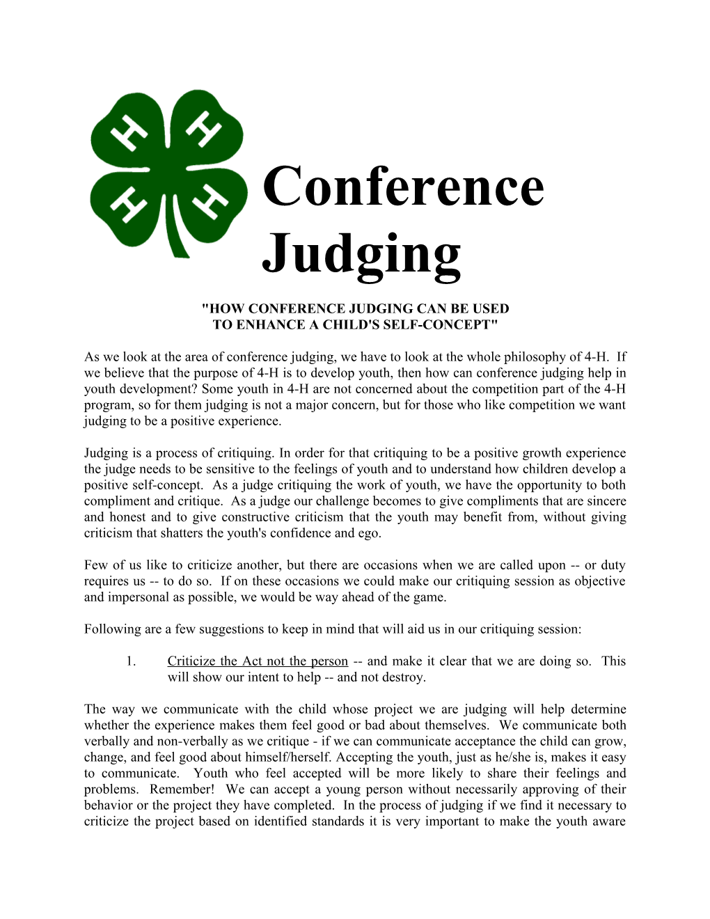 How Conference Judging Can Be Used
