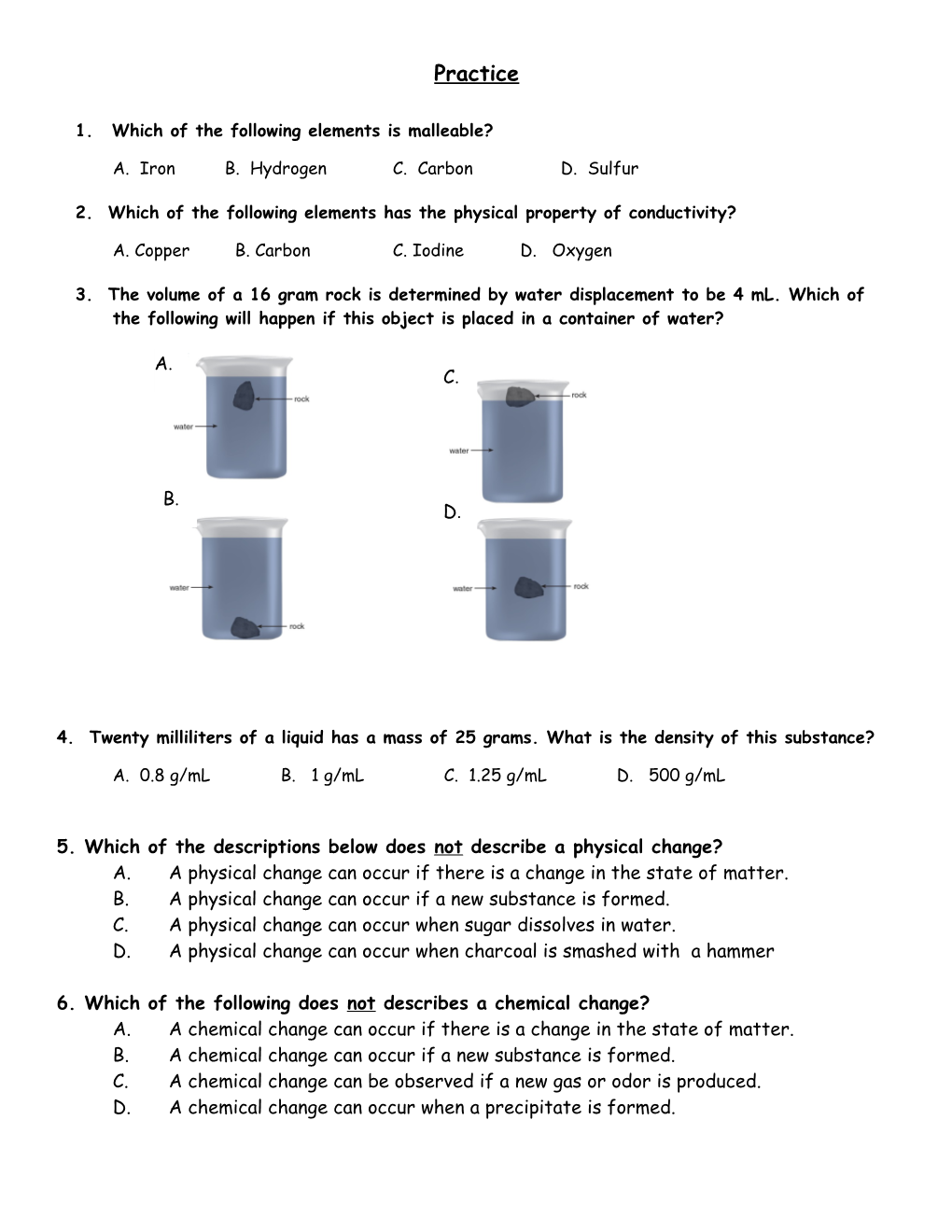 1. Which of the Following Elements Is Malleable?