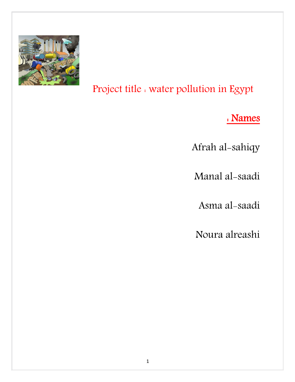 Project Title : Water Pollution in Egypt