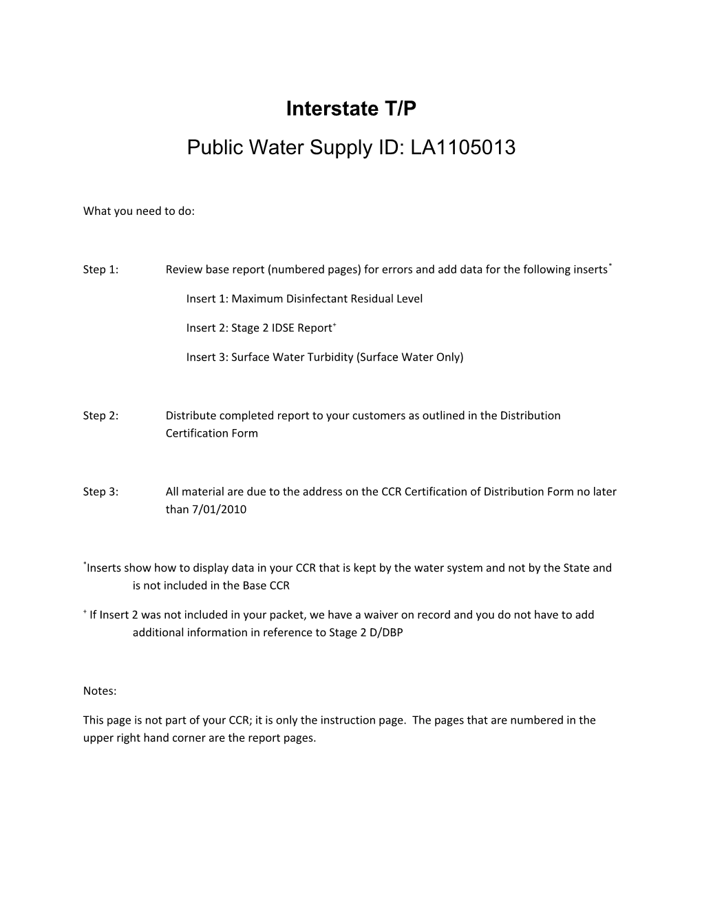 Public Water Supply ID: LA1105013