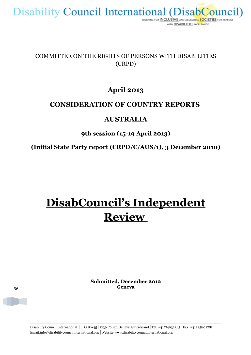 Committee on the Rights of Persons with Disabilities (Crpd)