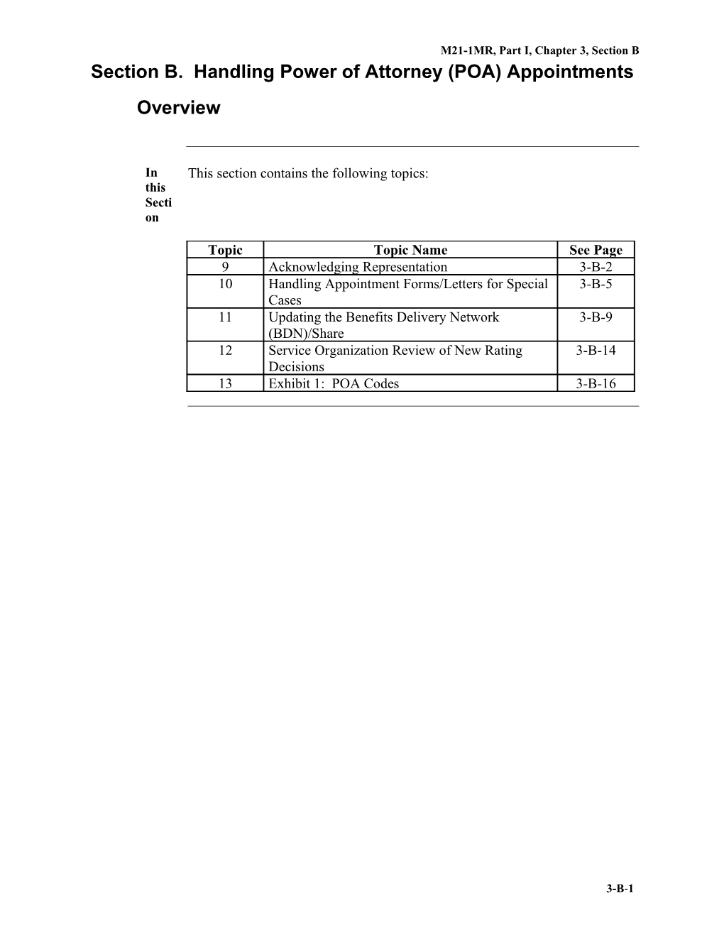 Part 1, Chapter 3, Section B. Handling Power of Attorney (POA) Appointments (Department