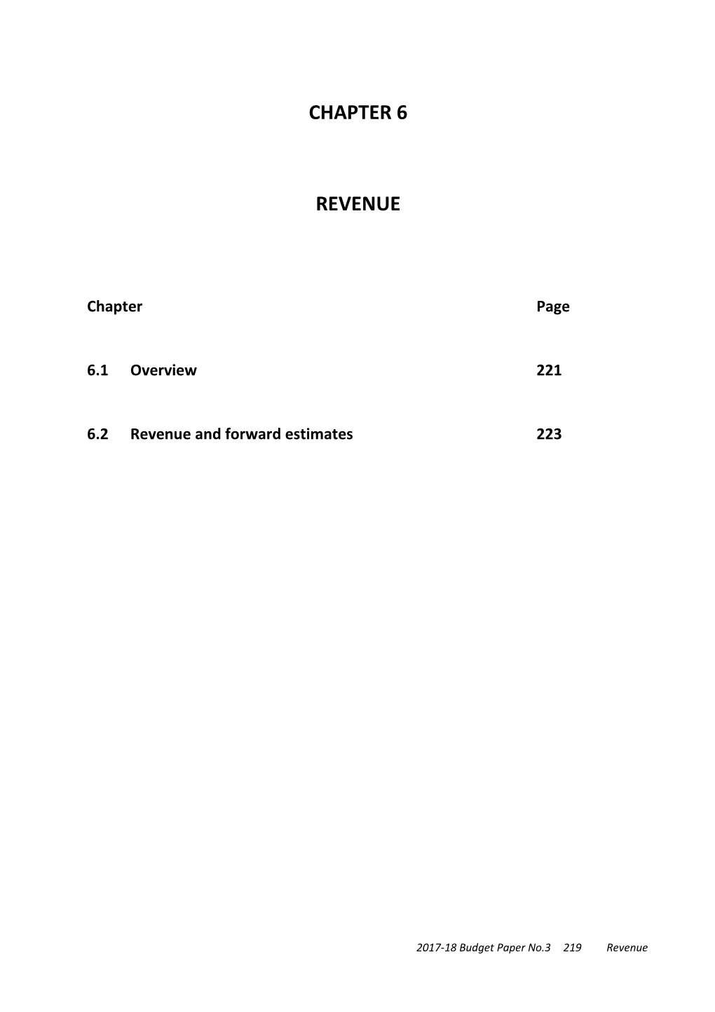 2017-18 Budget Chapter 6 Revenue