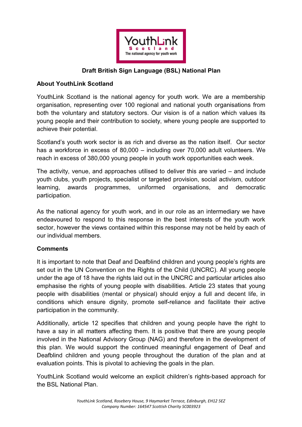 Draft British Sign Language (BSL) National Plan