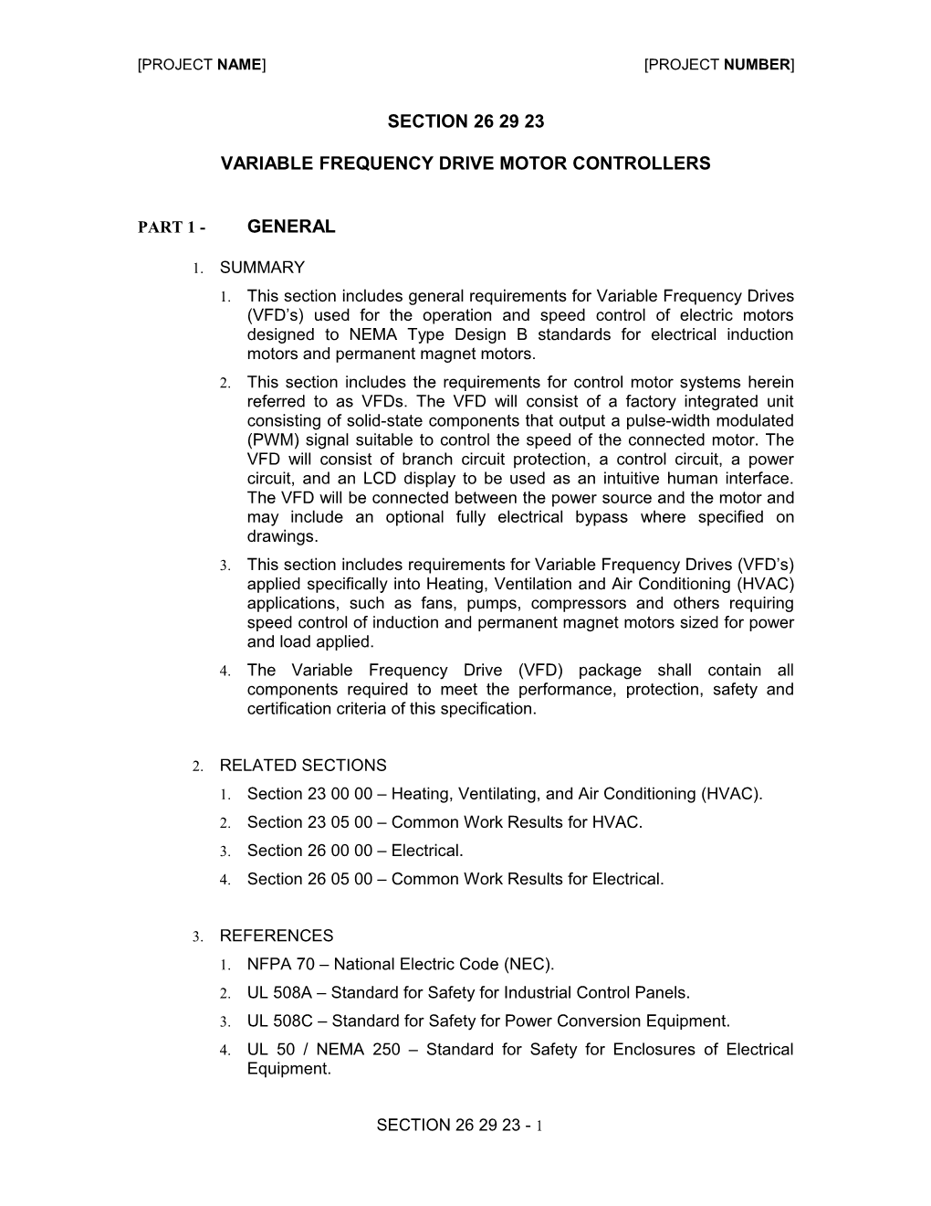 Smartvfd Div 26 Guide Specification