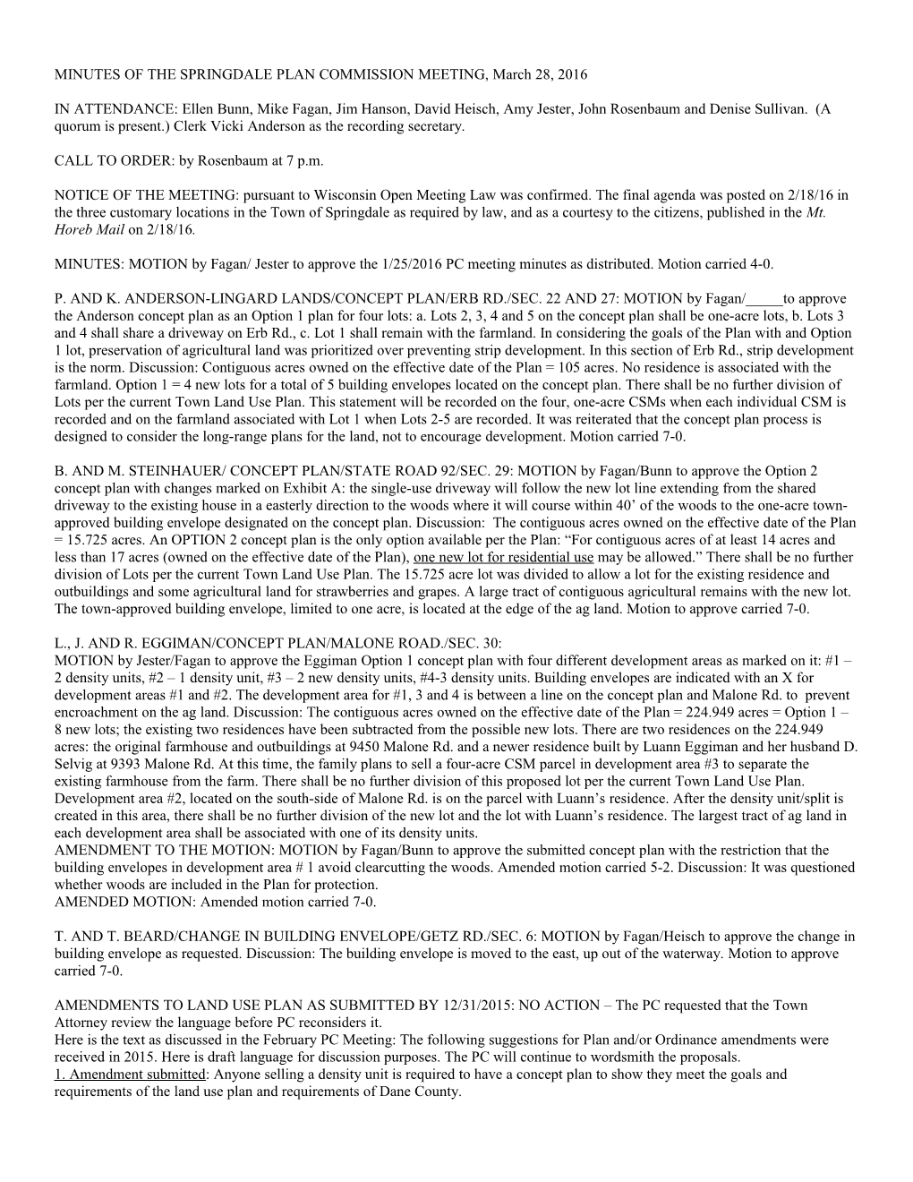 Minutes of the Springdale Plan Commission Meeting-May 27, 2003