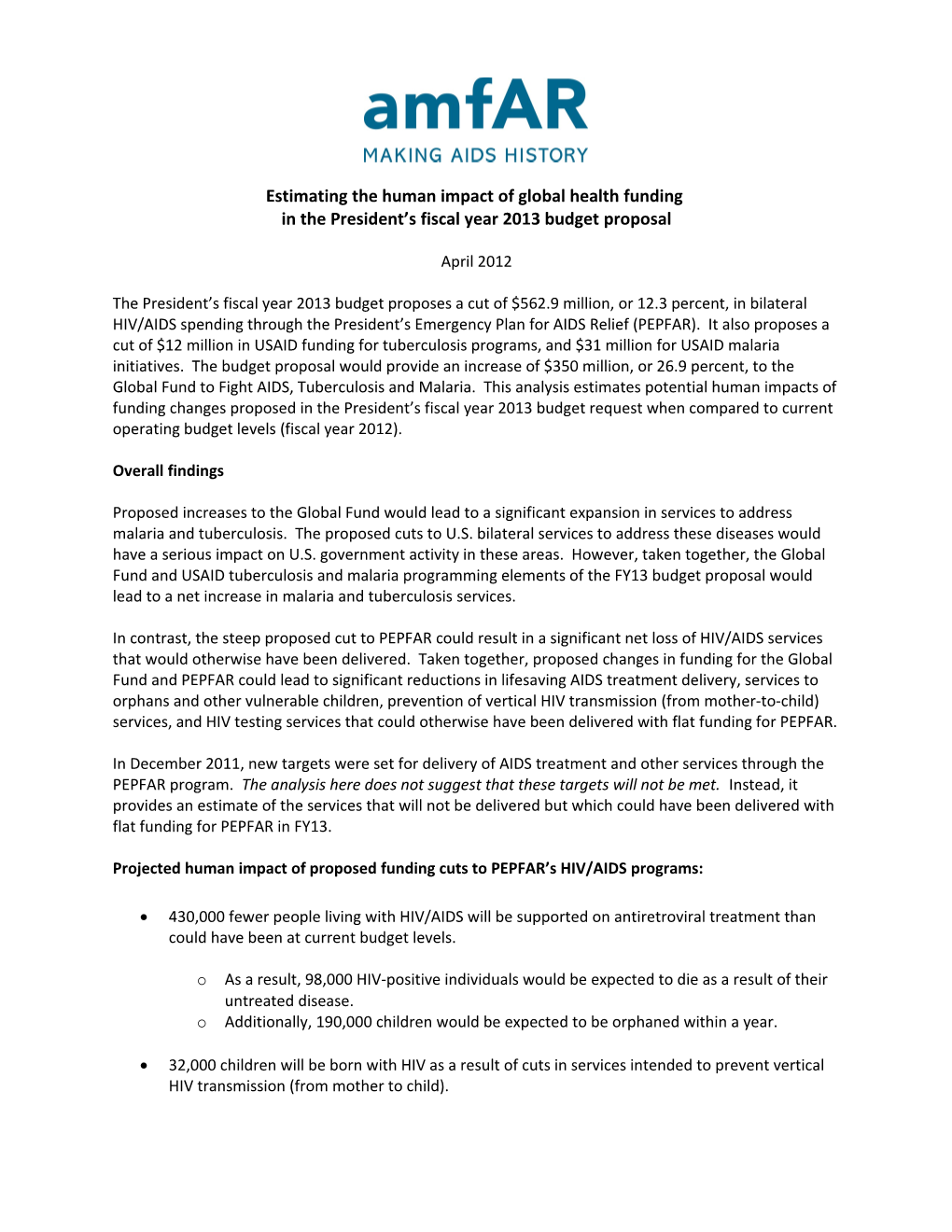 Estimating the Human Impact of Global Health Funding