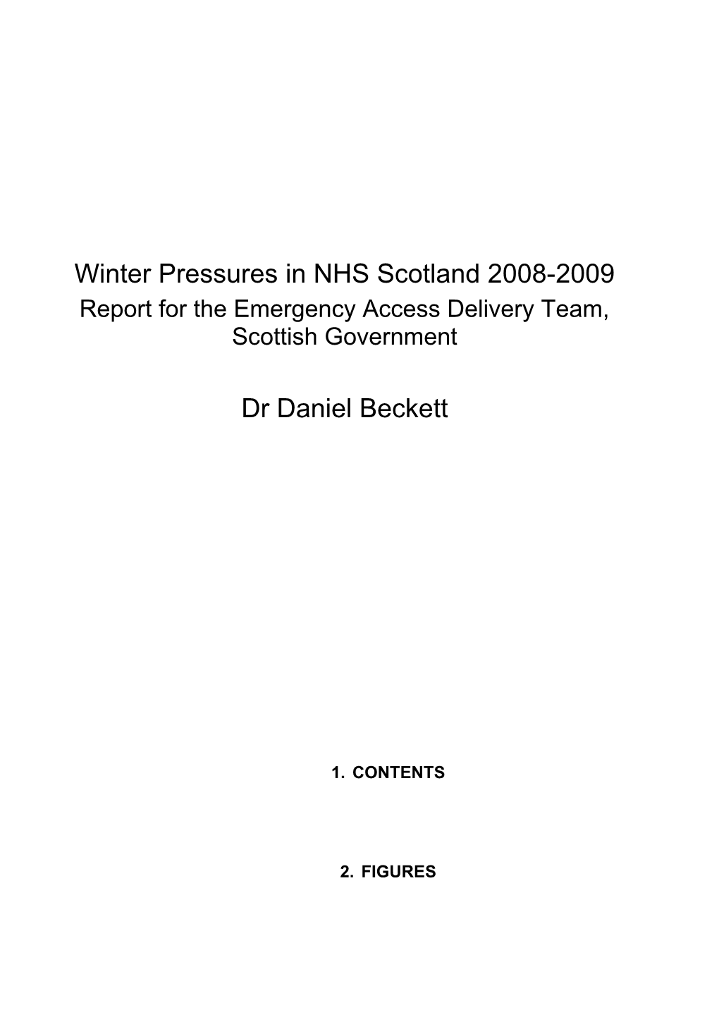 Winter Pressures in NHS Scotland 2008-2009