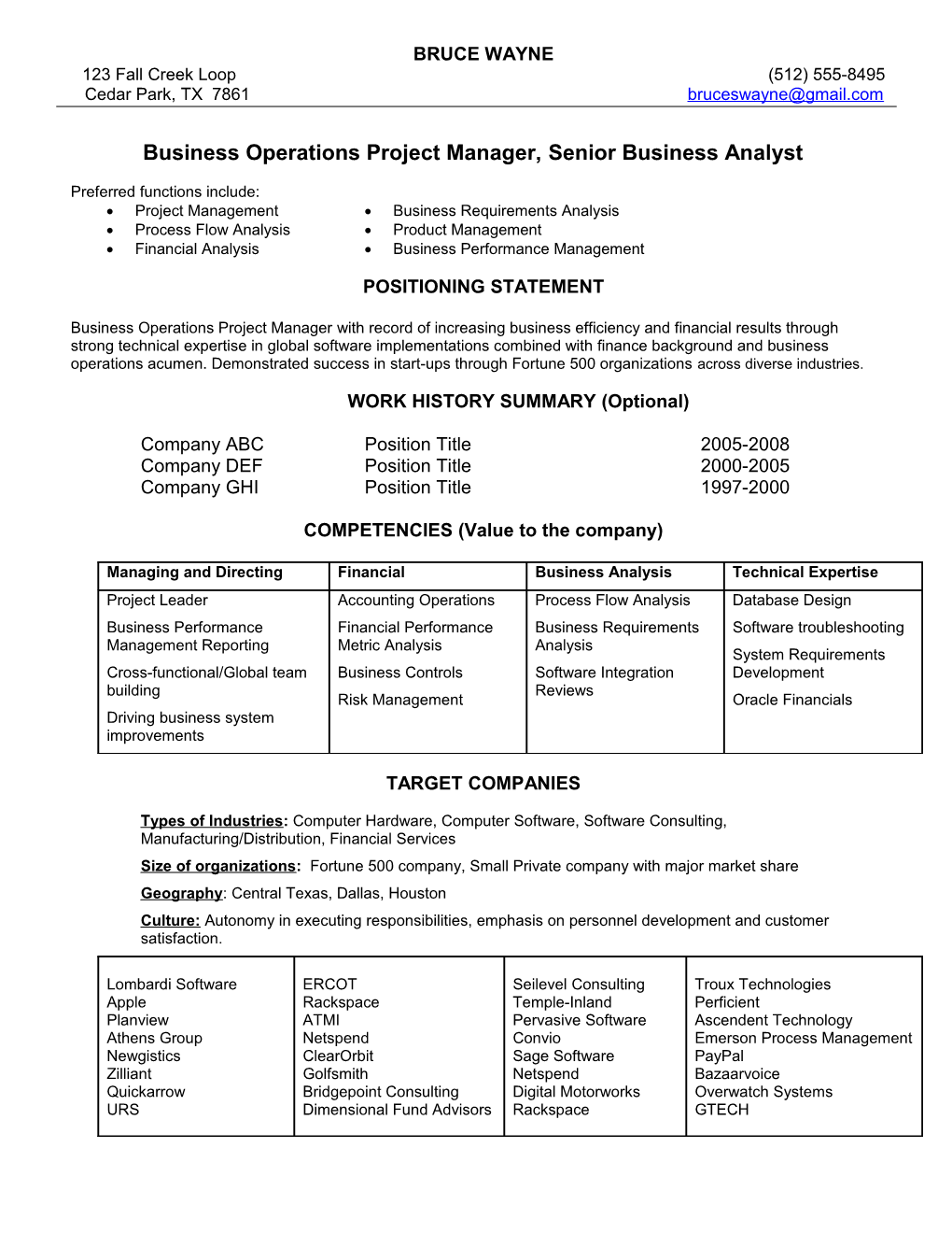 Business Operations Project Manager, Senior Business Analyst