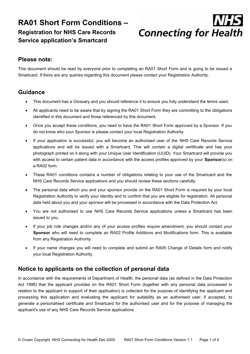 Registration for NHS Care Records