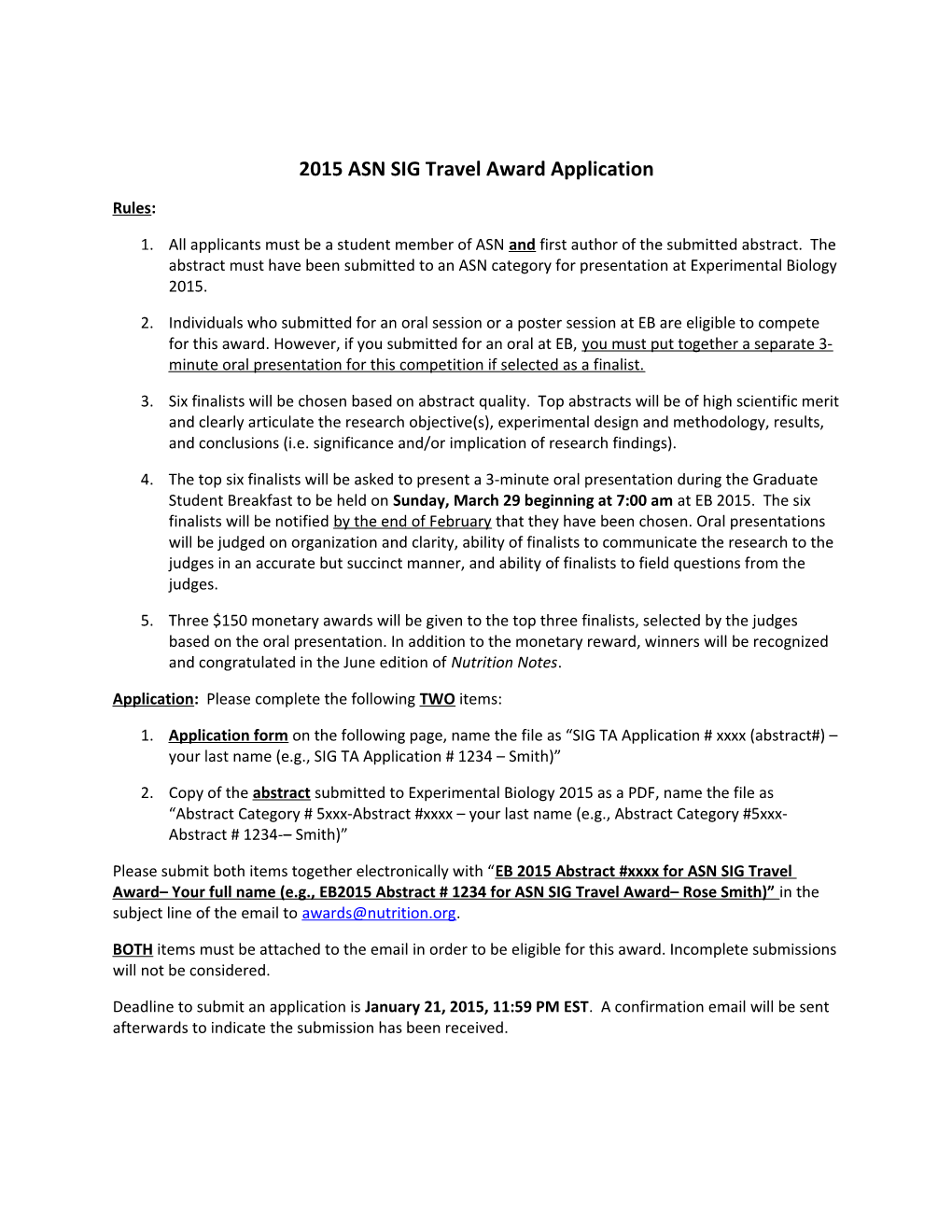 ASN Student Interest Group Sponsored Travel Award Contest